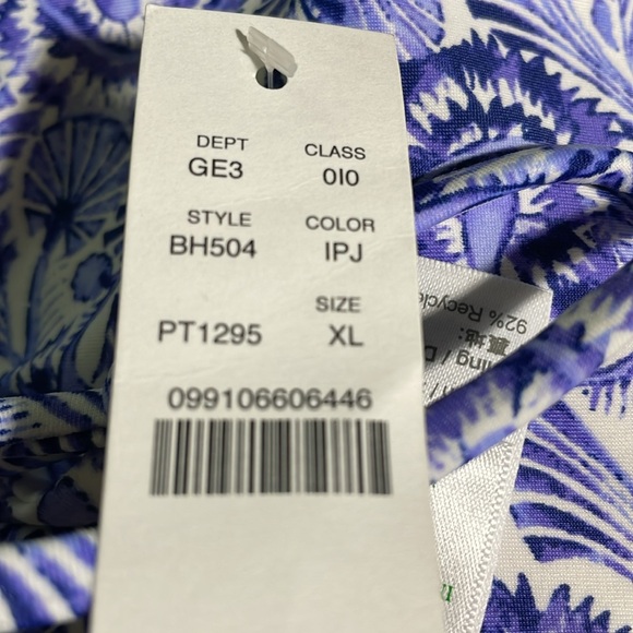 J Crew Beaded String Bikini Curved Waist Cheeky Blue Dandelion Swirl XL(16) NWT - Picture 4 of 6